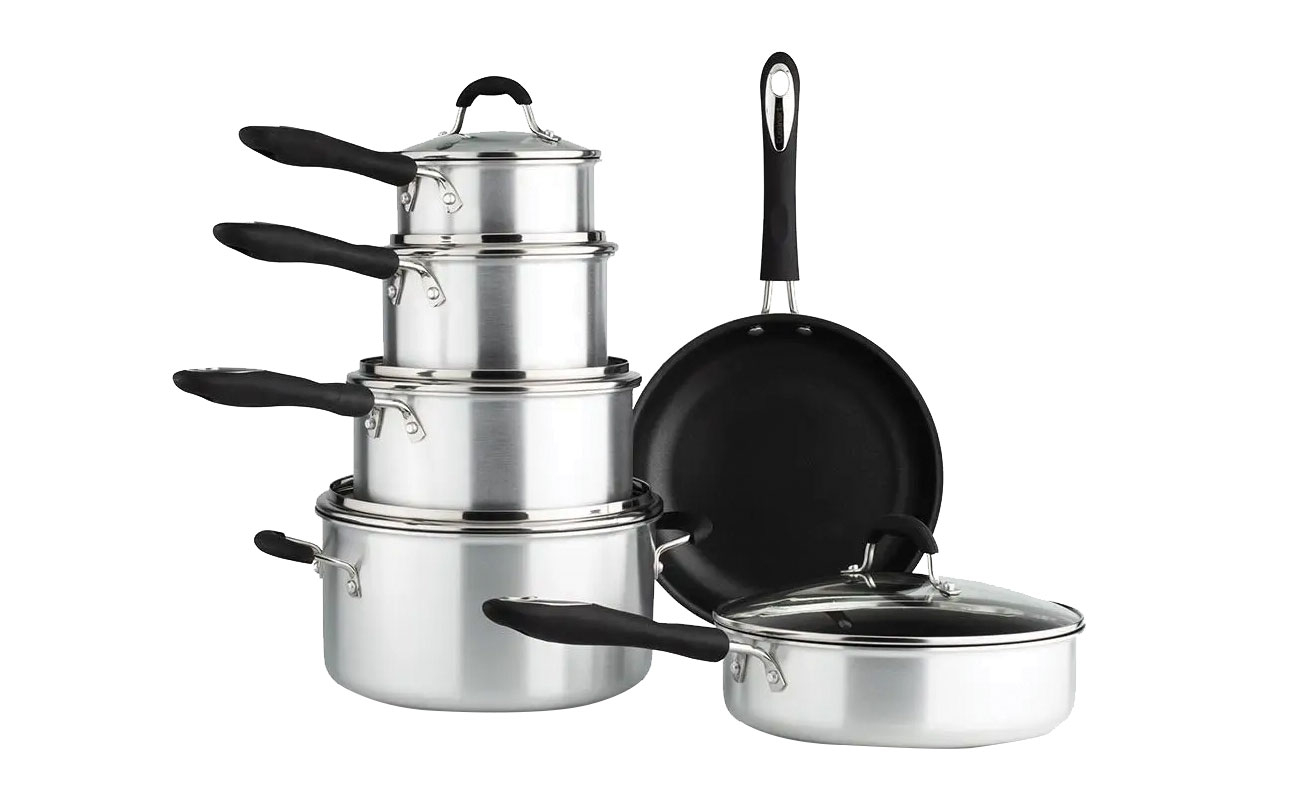 11 Piece, Cuisinart Advantage® Non-Stick Cookware Set - Brushed Silver